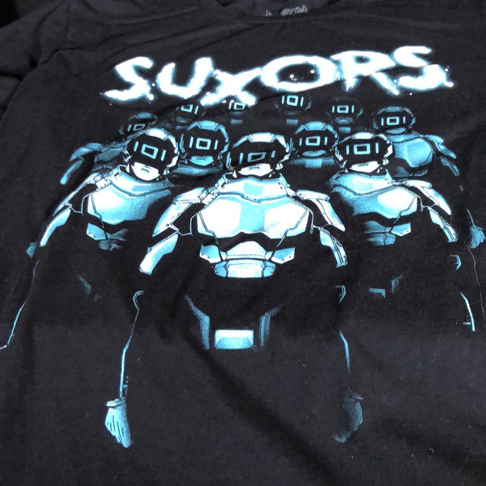 Ready Player One SUXORS Black Large T